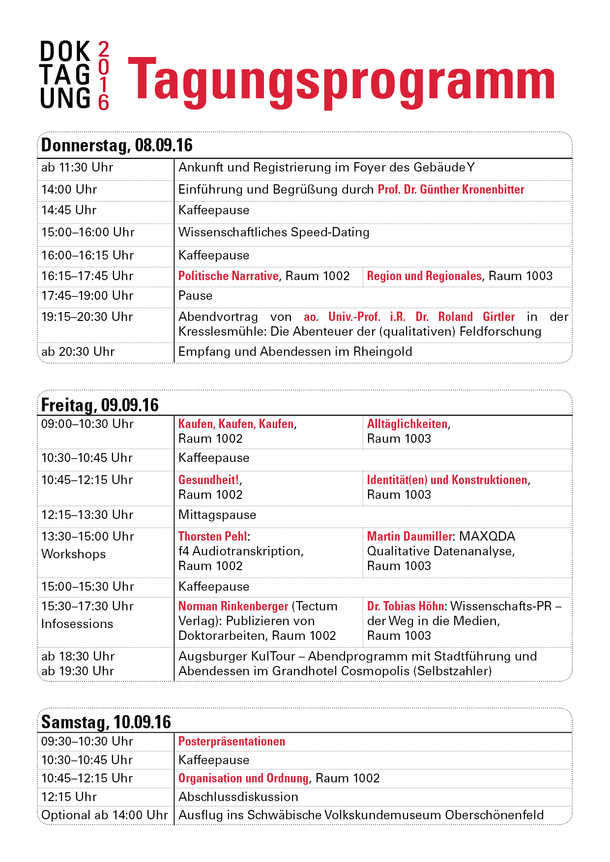 Programm der 11. dgv-Doktagung in Augsburg
